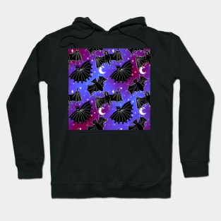 Purple and Red Galaxy Medieval Art Bats Hoodie